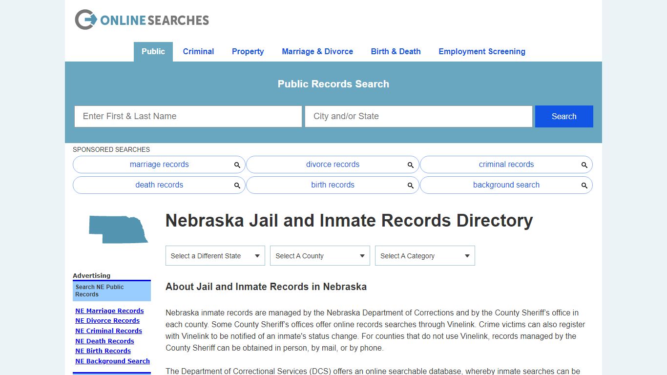 Nebraska Jail and Inmate Records Search Directory - OnlineSearches.com