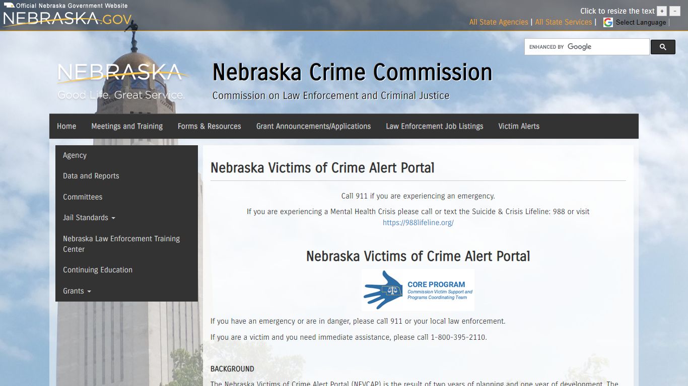 Nebraska Victims of Crime Alert Portal